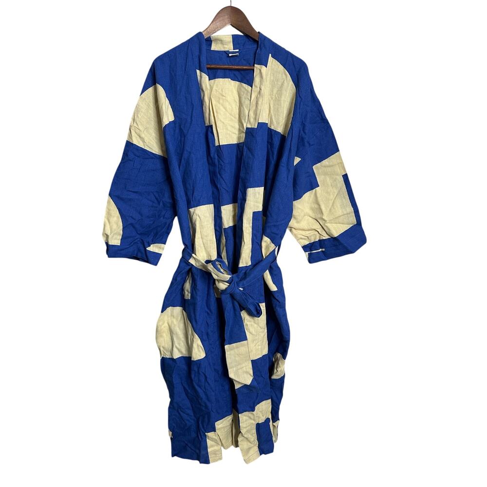 Block Shop Textiles Alma Robe size XXL/XXXL 100% Linen Hand Printed NWOT